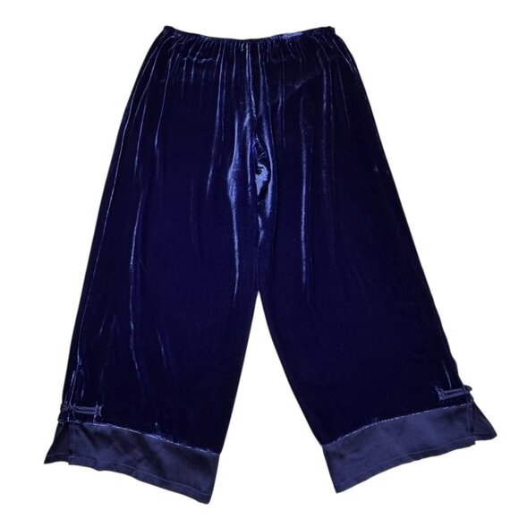 Citron Santa Monica Velvet Wide Leg Crop Culottes Pants SZ L Whimsigoth Boho - Picture 4 of 11